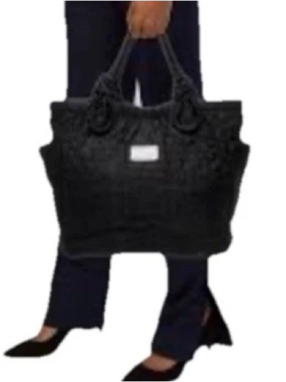 Marc By Marc Jacobs Black Nylon Carryall Quilted Tote Hand Bag Purse Knot Handle